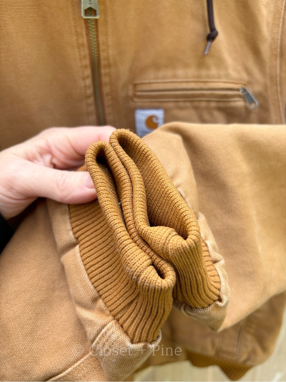 Carhartt Weathered Wildwood Jacket Tan Size Medium Hooded Sherpa Lined - Picture 8 of 17